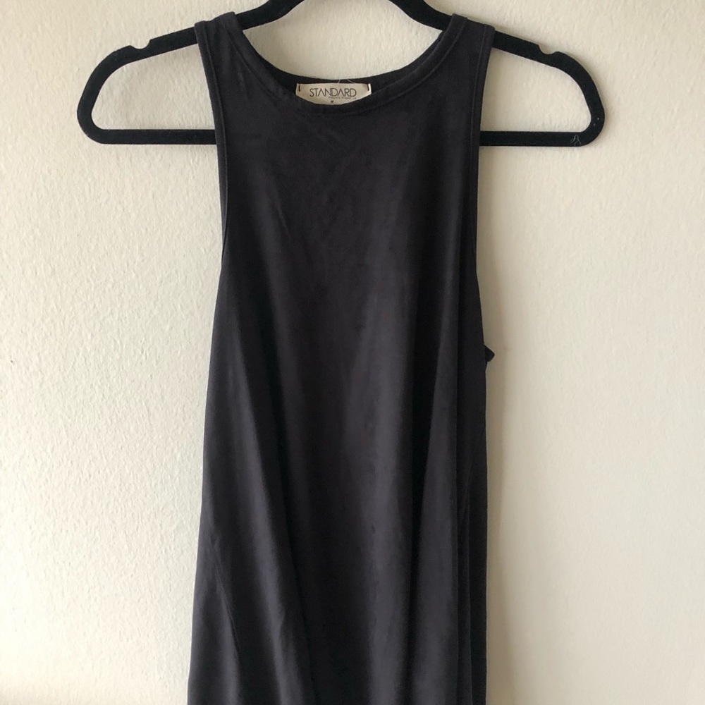 Black suede mini dress. Size Medium